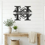 Split Letter Monogram Custom Name Indoor Outdoor Steel Wall Sign
