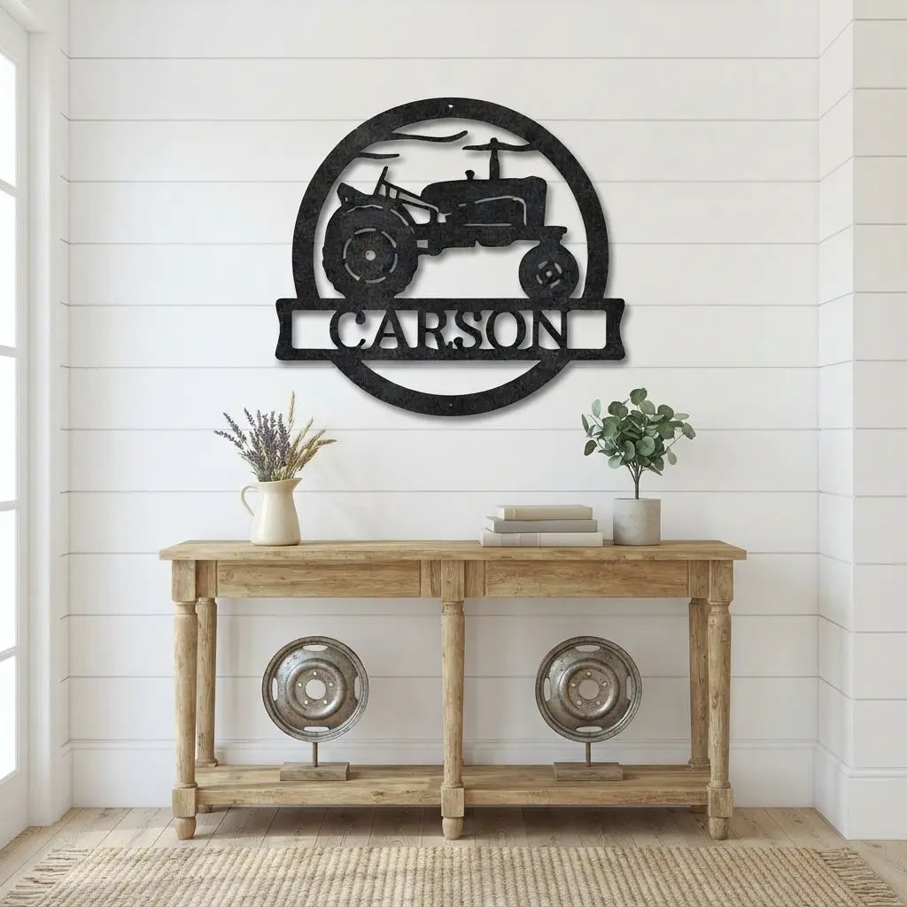 Personalized Tractor Metal Wall Art | Custom Farm Name Sign | Farmer Metal Sign | Rustic Farmhouse Decor | Country Wall Art | Made in USA