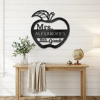 Personalized Teacher Apple Metal Wall Art | Custom Teacher Name Sign | Classroom Door Decor | Teacher Appreciation Gift | Made in USA