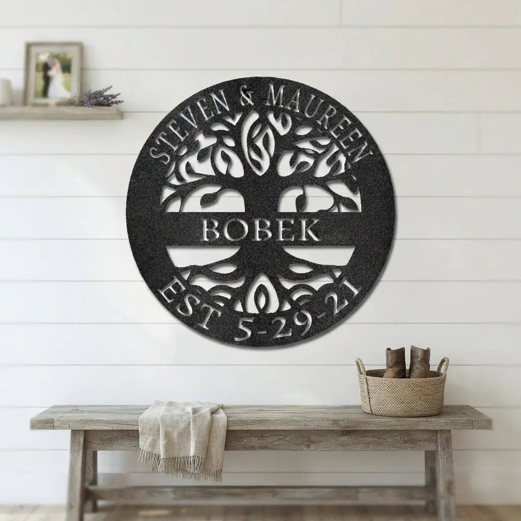 Personalized Tree of Life Metal Wall Art | Custom Family Name & Established Date Sign