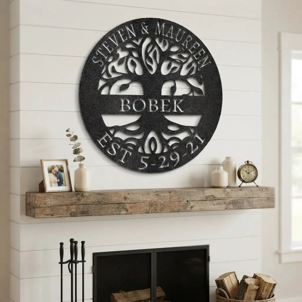 Personalized Tree of Life Metal Wall Art | Custom Family Name & Established Date Sign