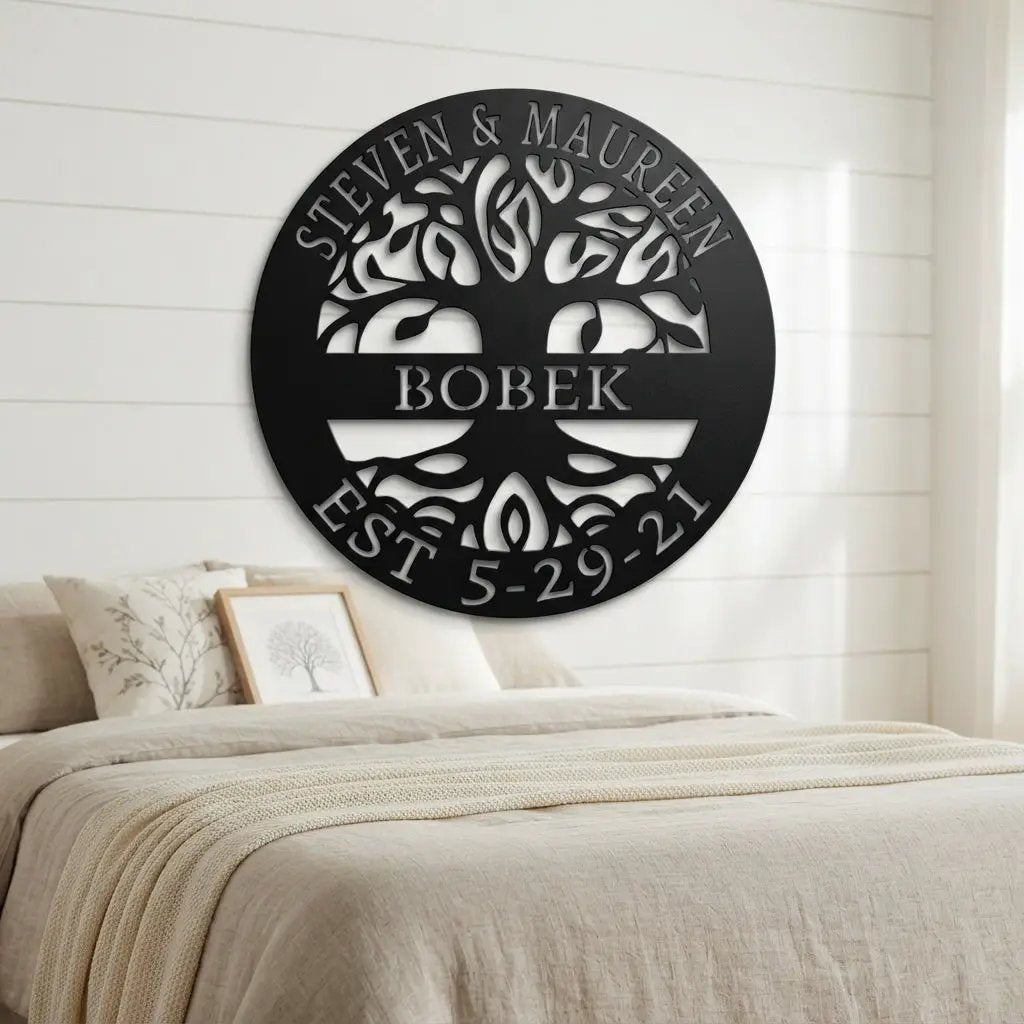 Personalized Tree of Life Metal Wall Art | Custom Family Name & Established Date Sign