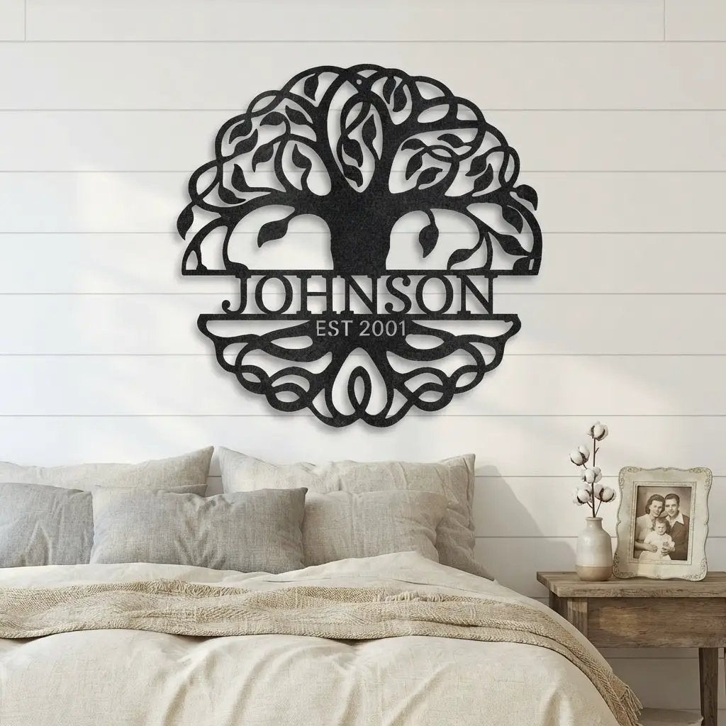 Personalized Tree of Life Metal Wall Art | Custom Family Name & Established Date Sign