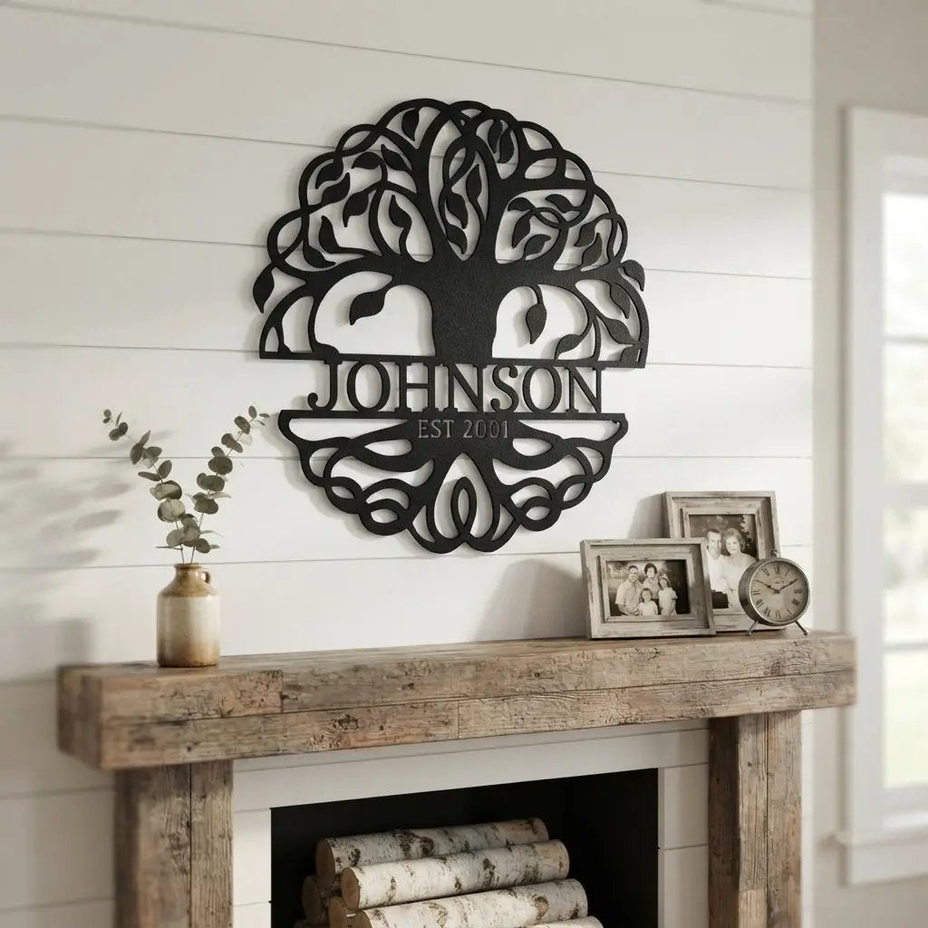 Personalized Tree of Life Metal Wall Art | Custom Family Name & Established Date Sign