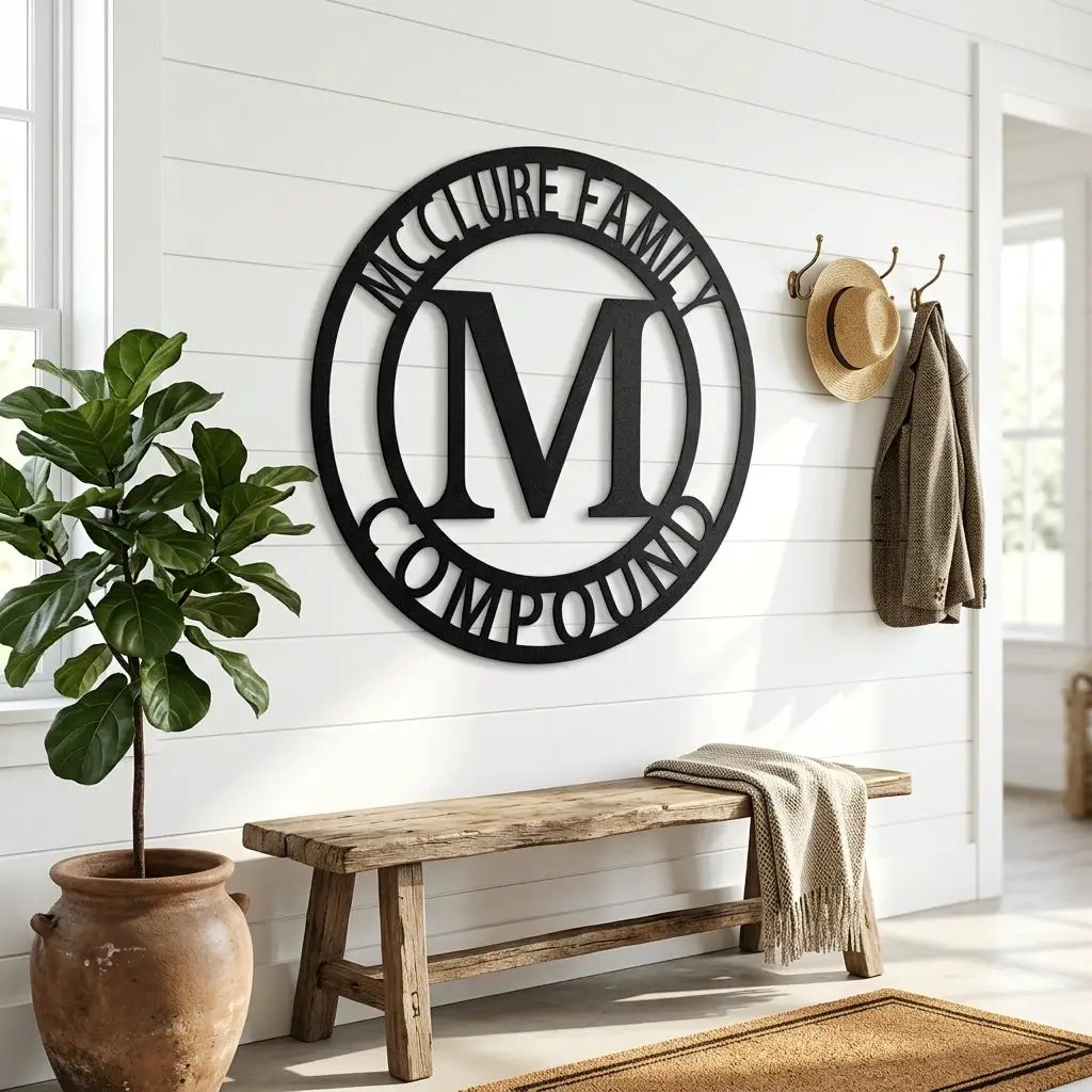 Letter Family Name Personalized Indoor Outdoor Steel Wall Sign Art