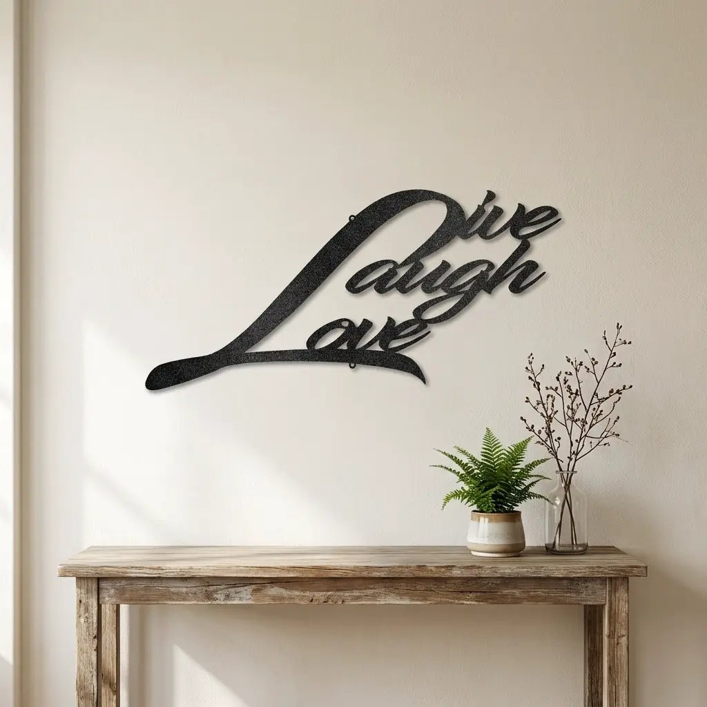 Live Laugh Love Metal Wall Art – Inspirational Script Metal Sign – Farmhouse Home Decor – Rustic Indoor Outdoor Steel Wall Hanging