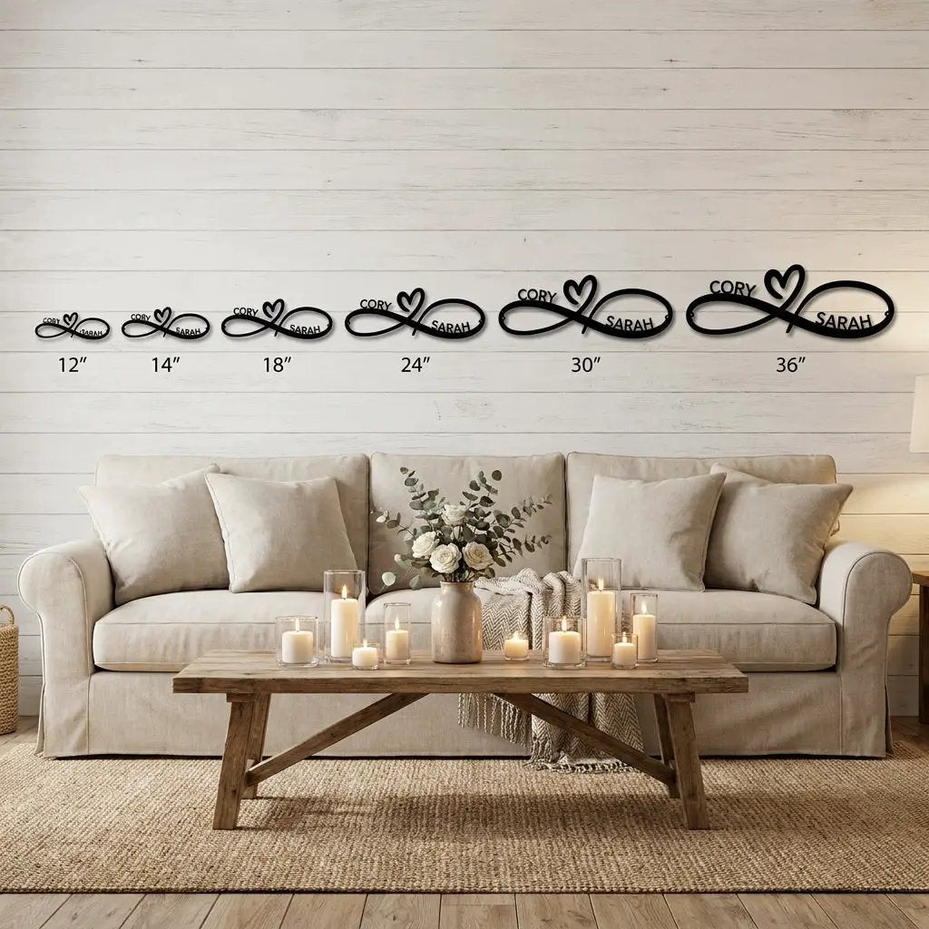 Personalized Infinity Name Metal Wall Art – Custom Couple Sign with Heart, Wedding Gift, Anniversary Decor, Romantic Home Decor