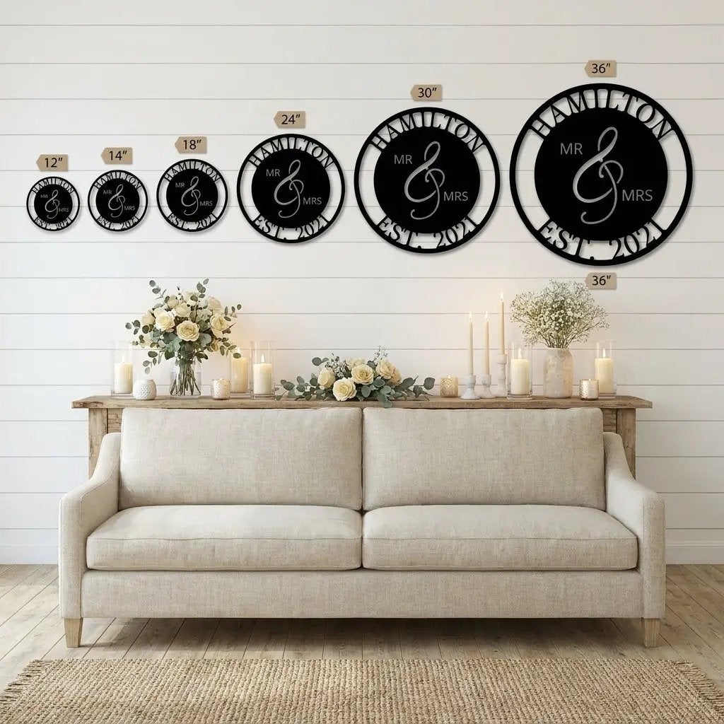 Personalized Mr and Mrs Metal Wall Art Sign with Family Name and Established Date – Custom Wedding Gift, Anniversary Name Sign, Last Name Wall Decor