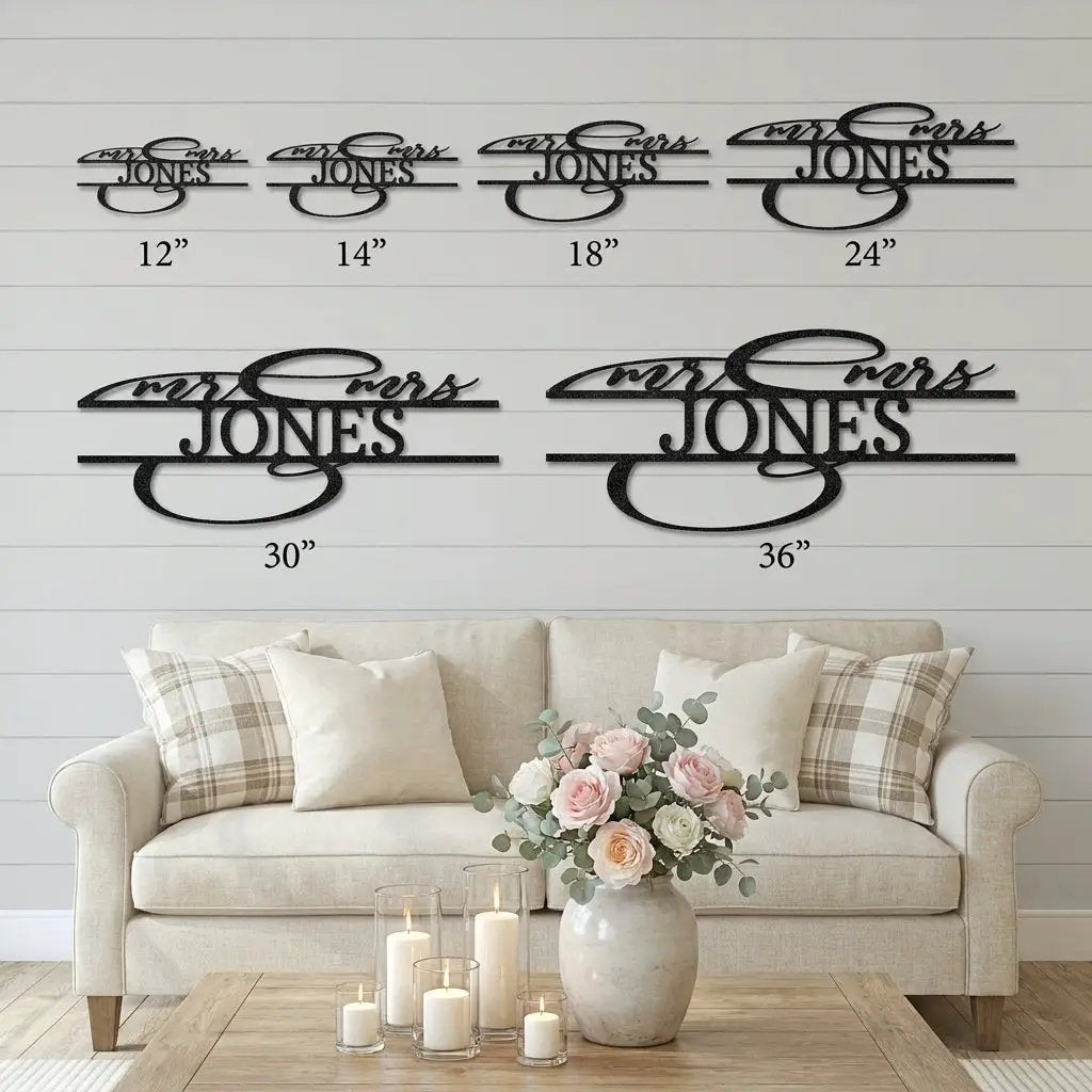 Mr And Mrs Couples Personalized Name Metal Art Wall Sign