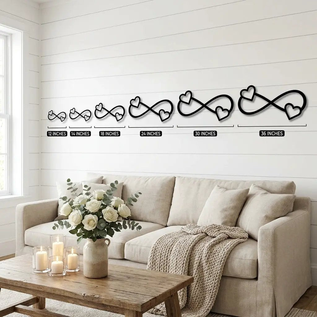 Infinity Heart Metal Wall Art – Personalized Couple Sign – Romantic Wall Decor – Wedding & Anniversary Gift