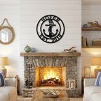 Personalized Anchor Metal Wall Art, Custom Family Name Sign, Nautical Wall Decor