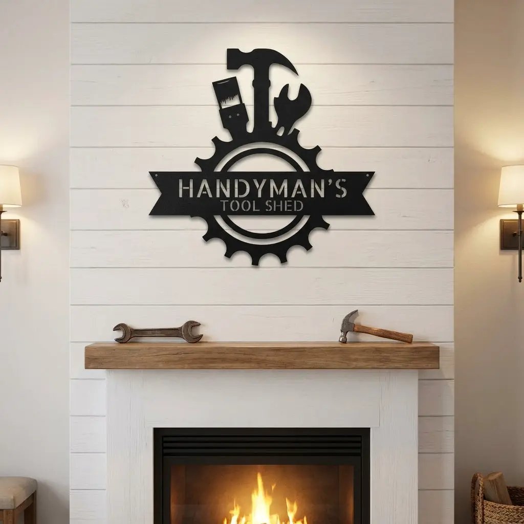 Personalized Handyman Metal Wall Art – Custom Tool Sign – Mechanic Garage Decor – Workshop Wall Art – Gift for Dad