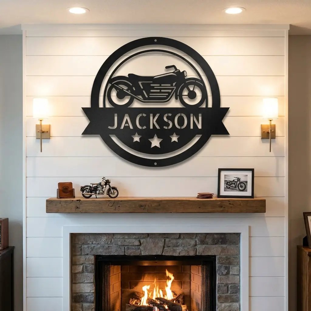 Personalized Motorcycle Metal Sign – Custom Biker Name Sign – Garage Wall Decor