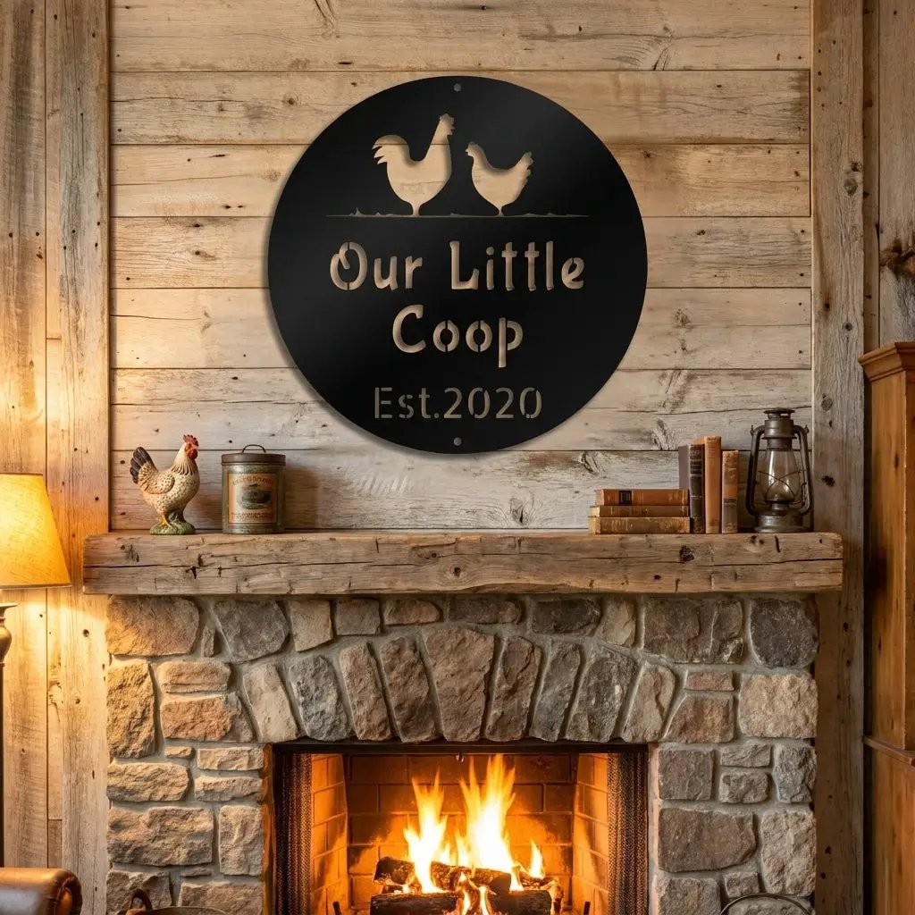 Our Little Coop Metal Sign – Personalized Chicken Coop Sign – Custom Farm Decor – Backyard Chicken Gift
