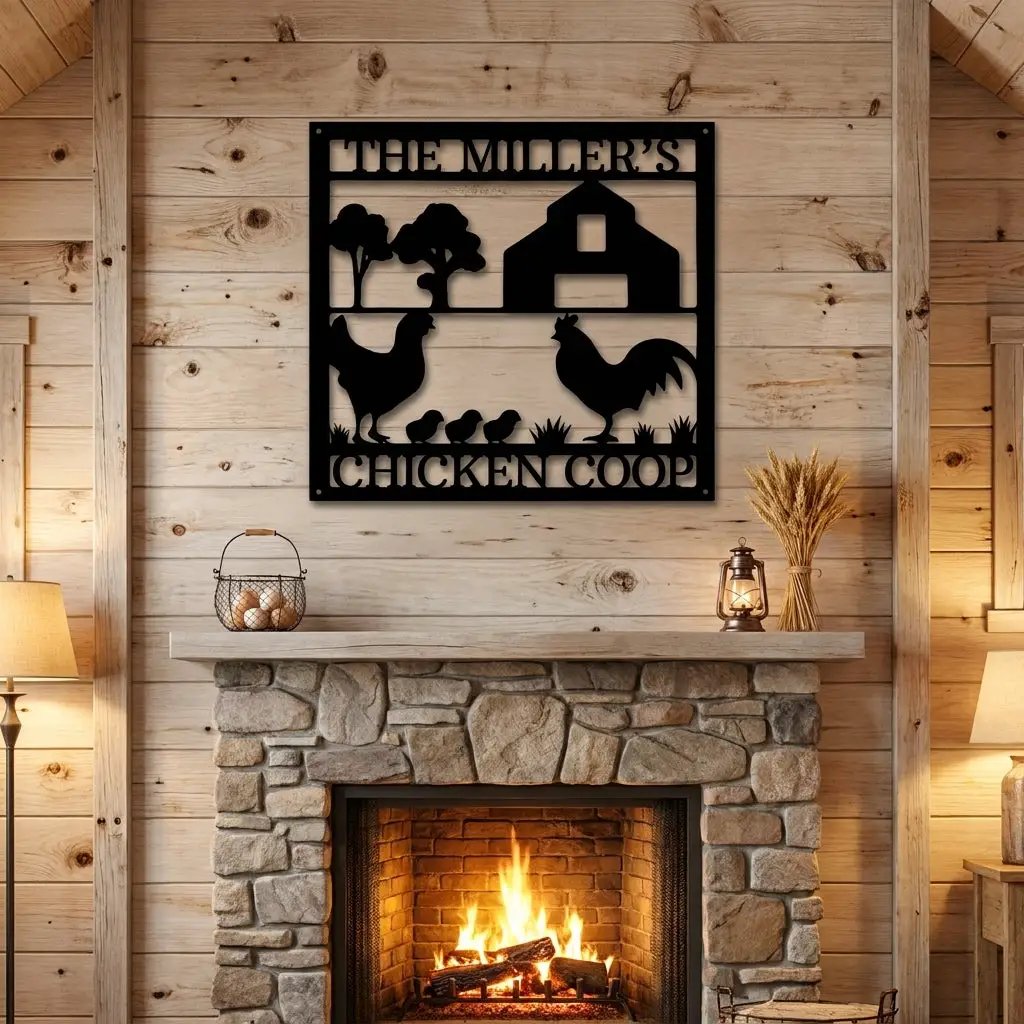 Personalized Chicken Coop Metal Sign – Custom Farm Sign – Backyard Chicken Decor – Farmhouse Wall Art