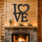 LOVE Metal Wall Art Sign with Heart – Romantic Steel Wall Decor – Wedding Anniversary Gift – Modern Farmhouse Decor
