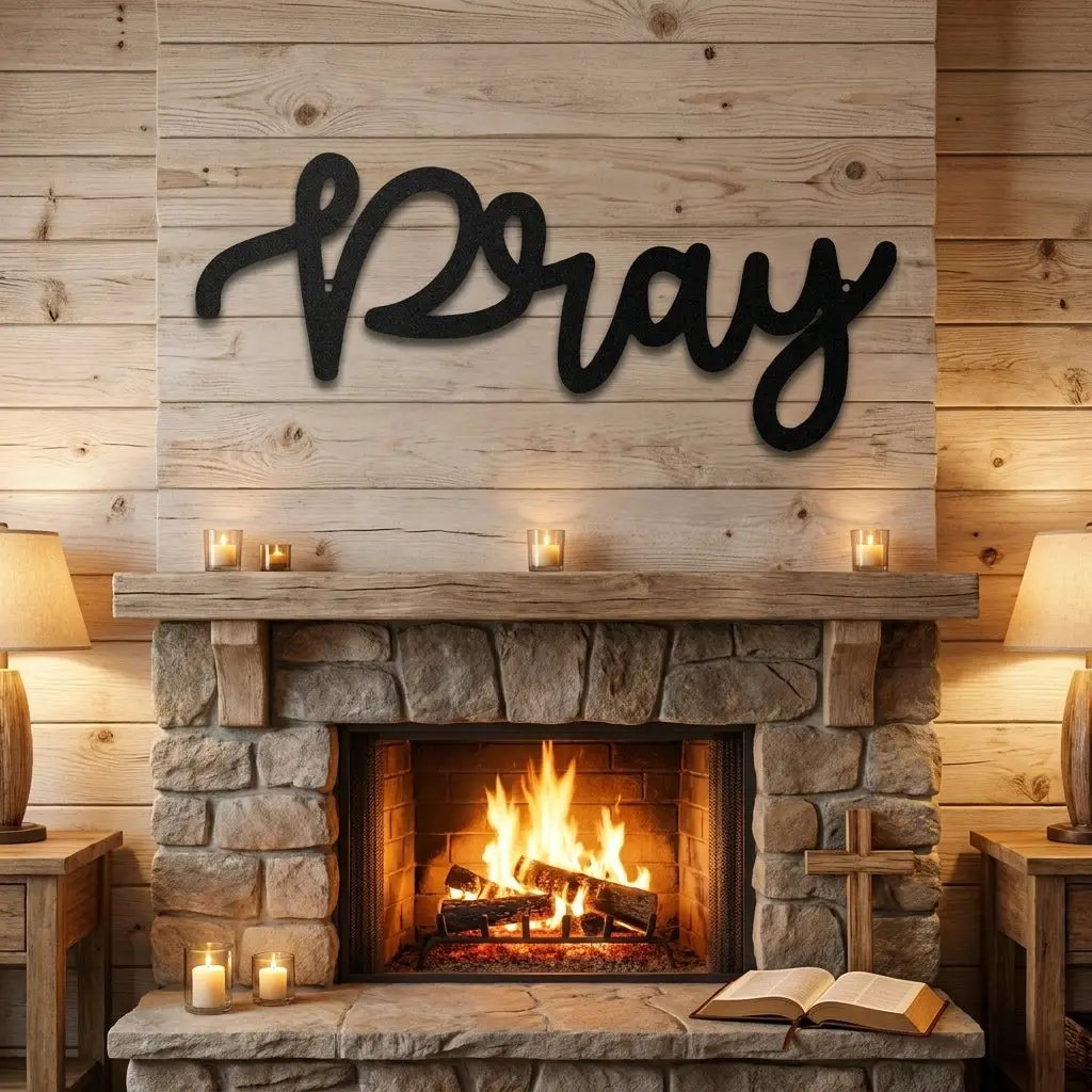 Pray Metal Wall Art – Christian Wall Decor – Faith Script Sign – Religious Home Decor
