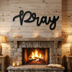 Pray Metal Wall Art – Christian Wall Decor – Faith Script Sign – Religious Home Decor