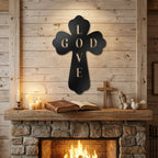 God Love Cross Metal Wall Art – Christian Wall Decor – Religious Cross Sign – Faith Home Decor – Bible Verse Style Wall Art
