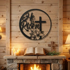 Easter Cross Metal Wall Sign – Christian Home Decor – He Is Risen