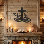 Faith Cross Metal Wall Art | Christian Scripture Decor | Inspirational Religious Wall Hanging