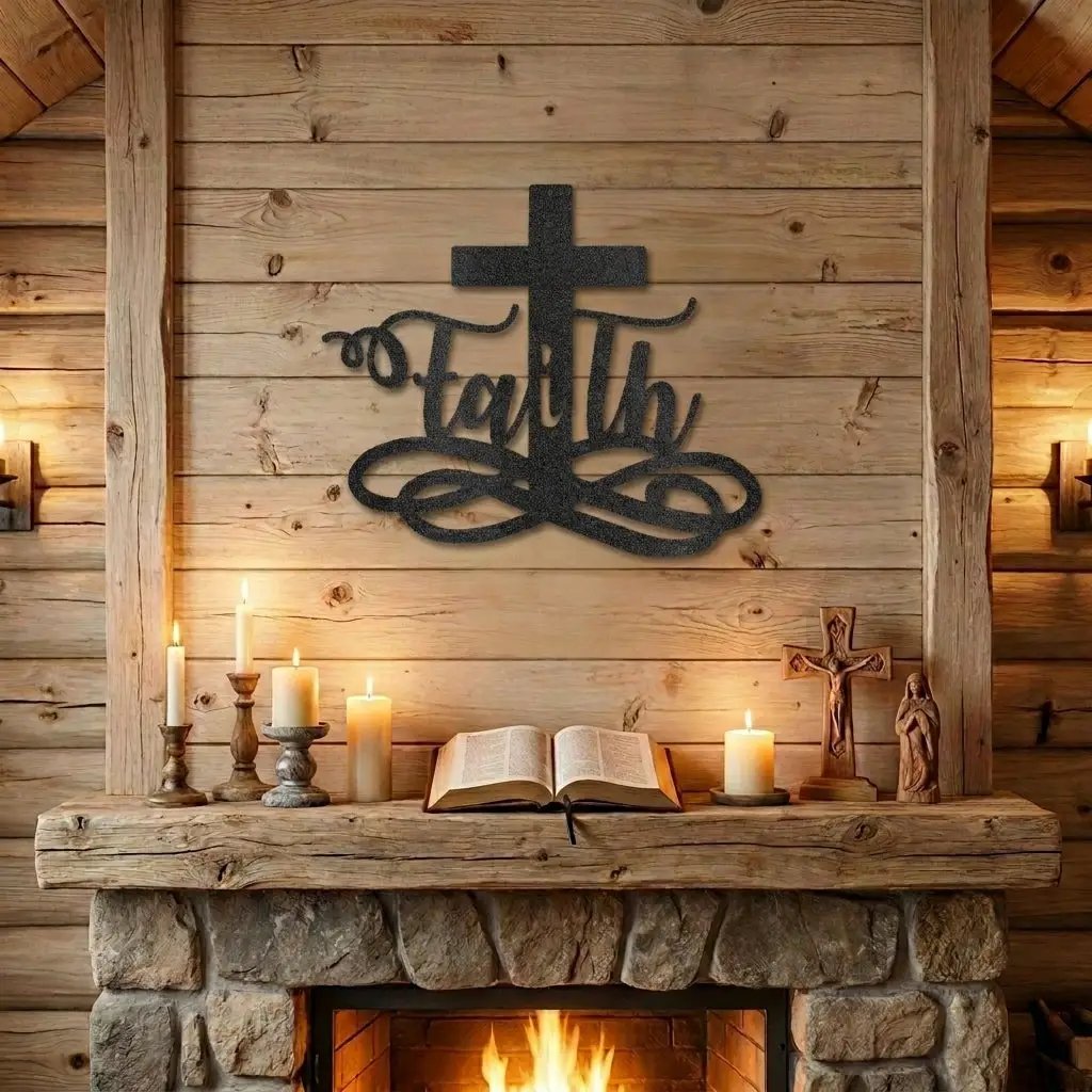 Faith Cross Metal Wall Art | Christian Scripture Decor | Inspirational Religious Wall Hanging