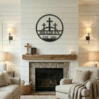 Personalized Three Crosses Metal Wall Art | Christian Family Name Sign | Faith Based Farmhouse Decor