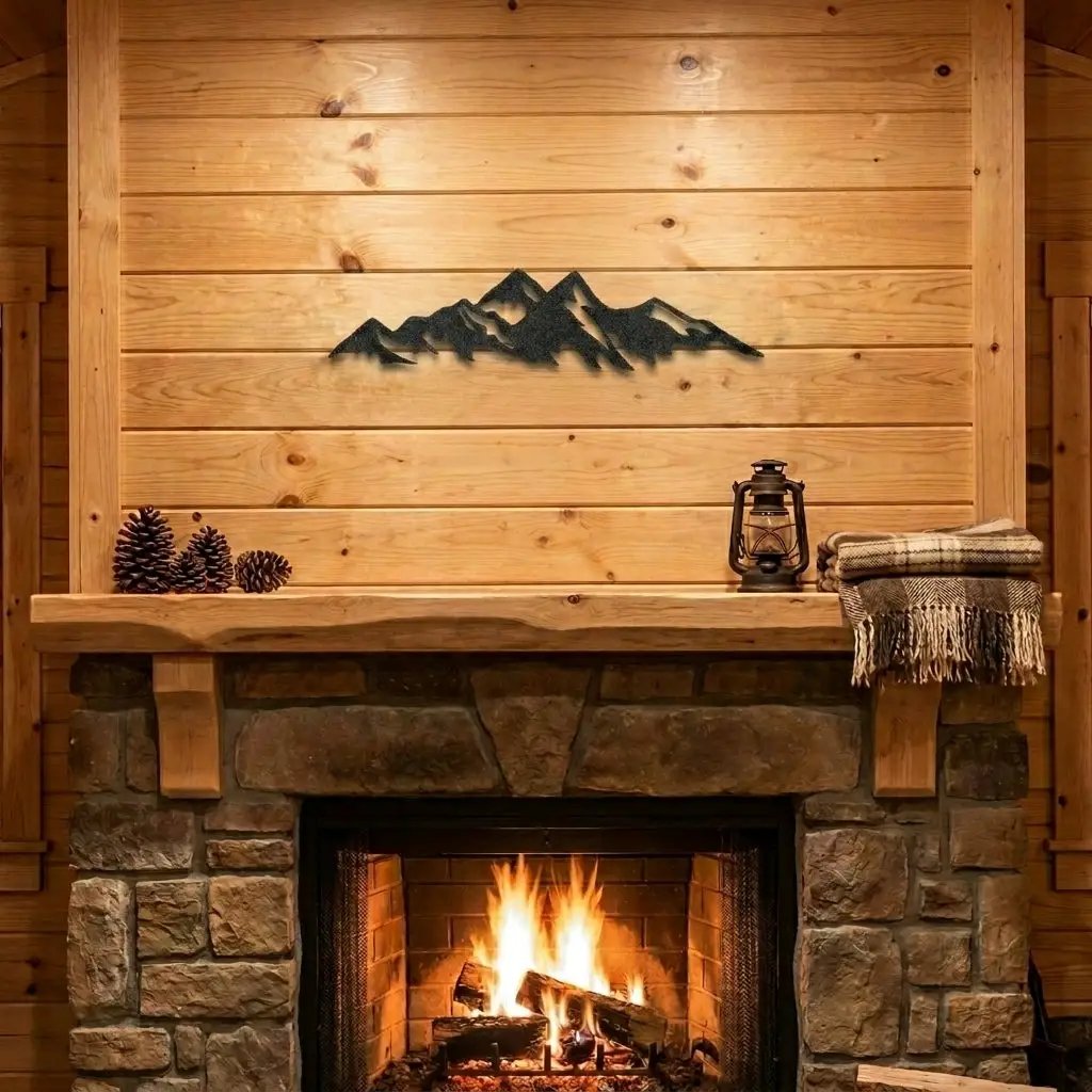 Mountain Ridge Metal Wall Art | Rustic Mountain Landscape Decor | Modern Cabin & Lodge Wall Hanging
