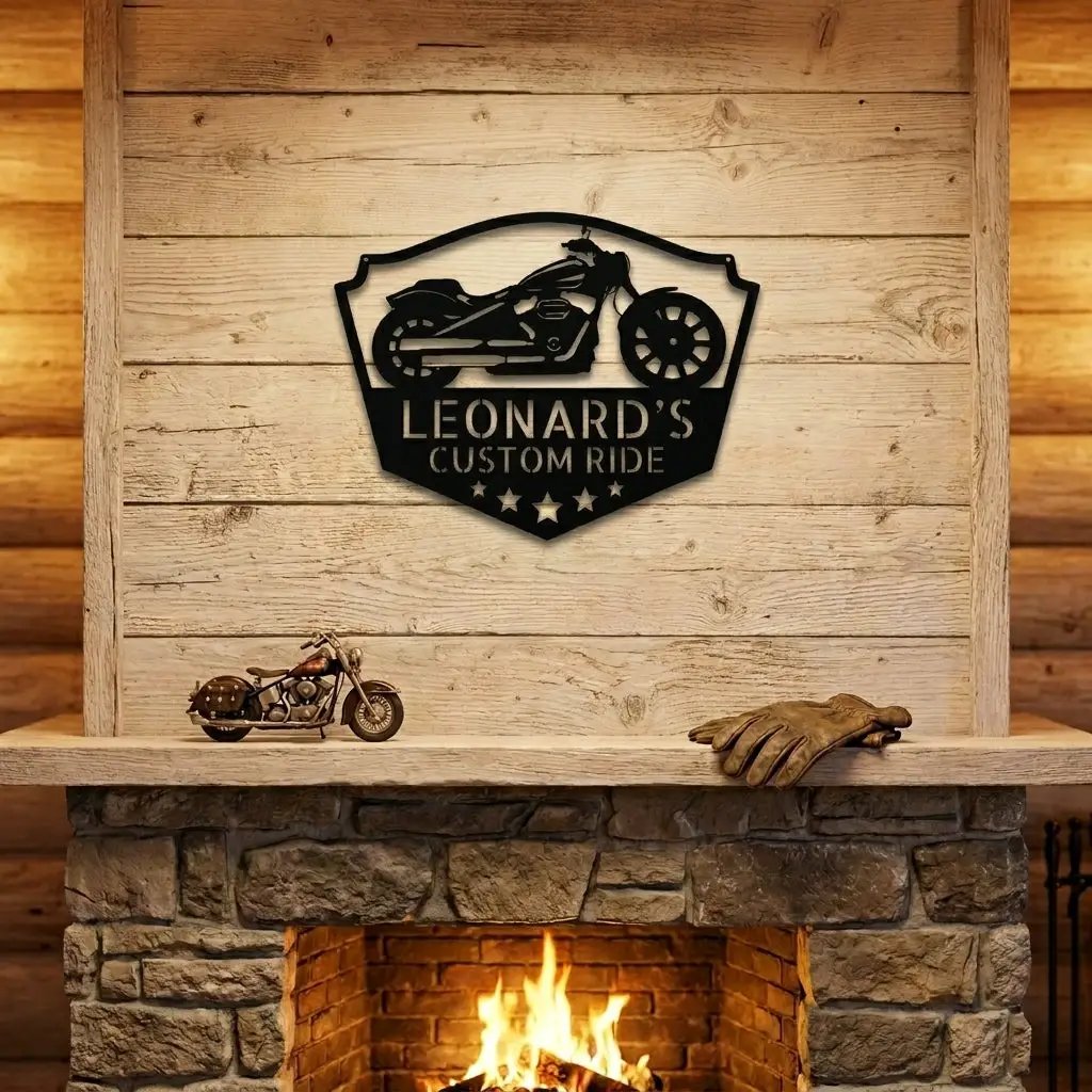 Personalized Motorcycle Metal Wall Art | Custom Bike Garage Sign | Biker Man Cave Decor