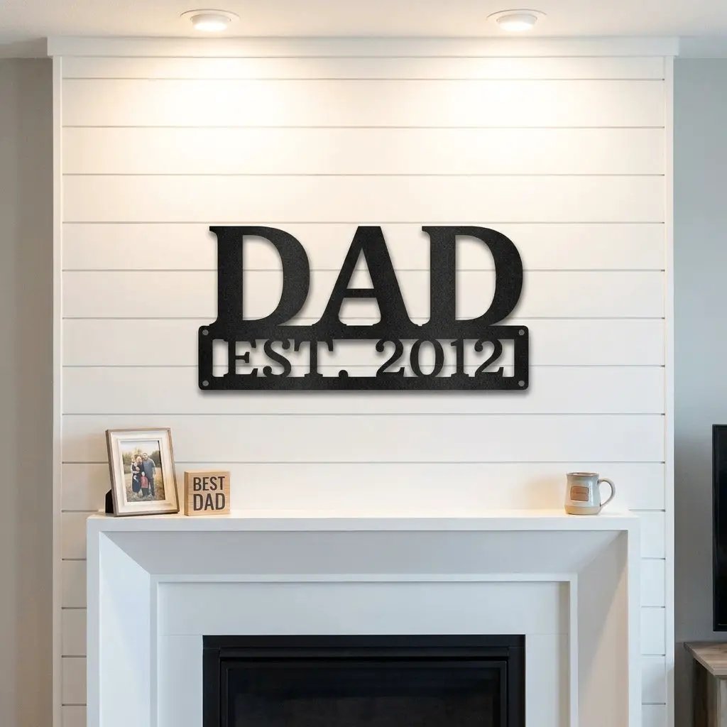 Dad Personalized Established Date Metal Aet Sign – Father’s Day Gift – Custom Family Decor