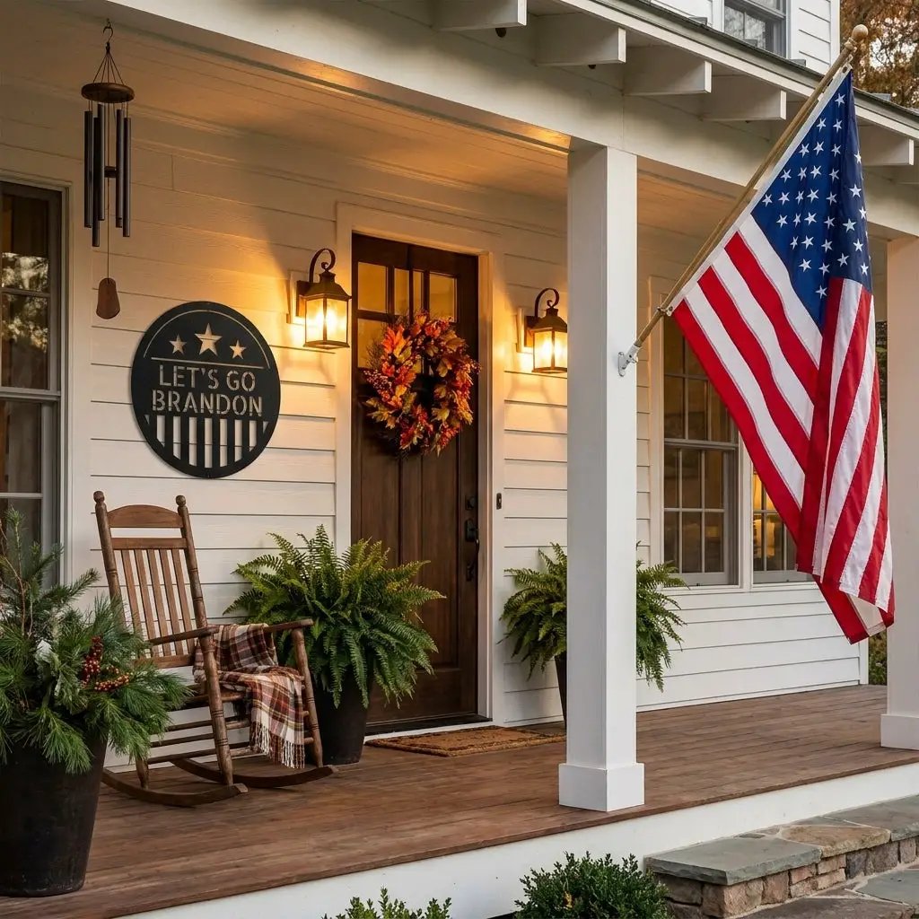 Personalized Patriotic Metal Wall Art Sign – Custom American Shield Steel Decor – Rustic USA Flag Wall Hanging – Farmhouse Patriotic Home Decor