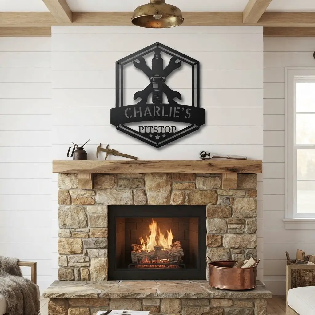 Personalized Mechanic Garage Metal Wall Art | Custom Garage Name Sign | Auto Repair Shop Decor | Wrench Metal Sign | Made in USA