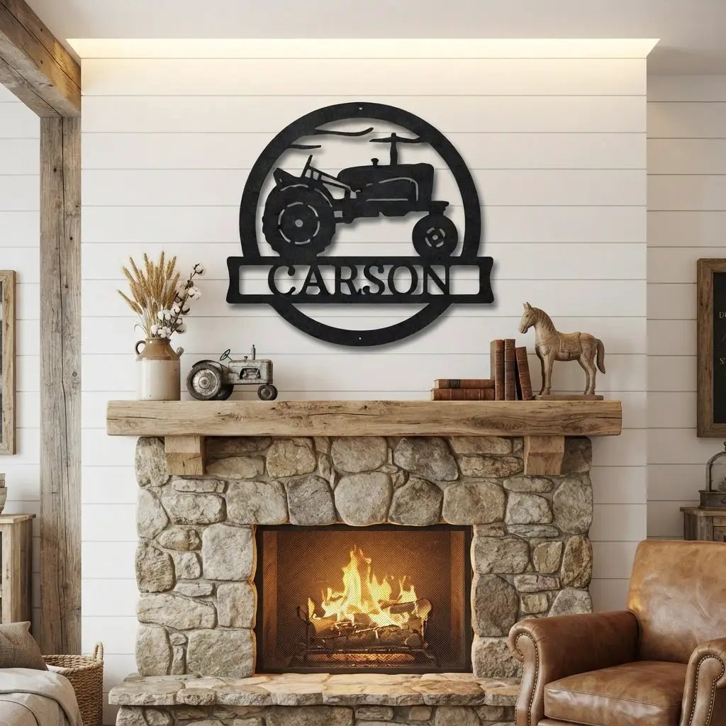 Personalized Tractor Metal Wall Art | Custom Farm Name Sign | Farmer Metal Sign | Rustic Farmhouse Decor | Country Wall Art | Made in USA