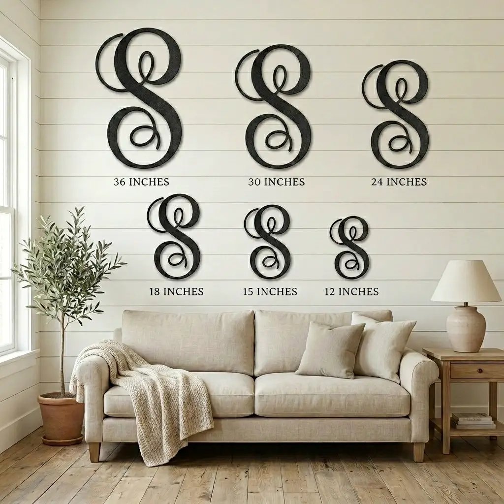 Fancy Initial Custom Monogram Metal Wall Art