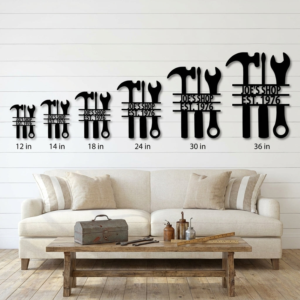 Personalized Tool Metal Wall Art, Custom Garage Workshop Sign, Mechanic Shop Sign, Handyman Wall Decor,