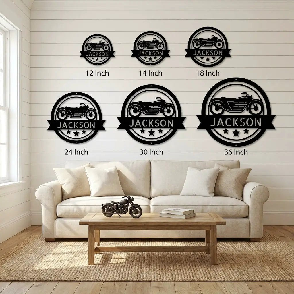 Personalized Motorcycle Metal Sign – Custom Biker Name Sign – Garage Wall Decor