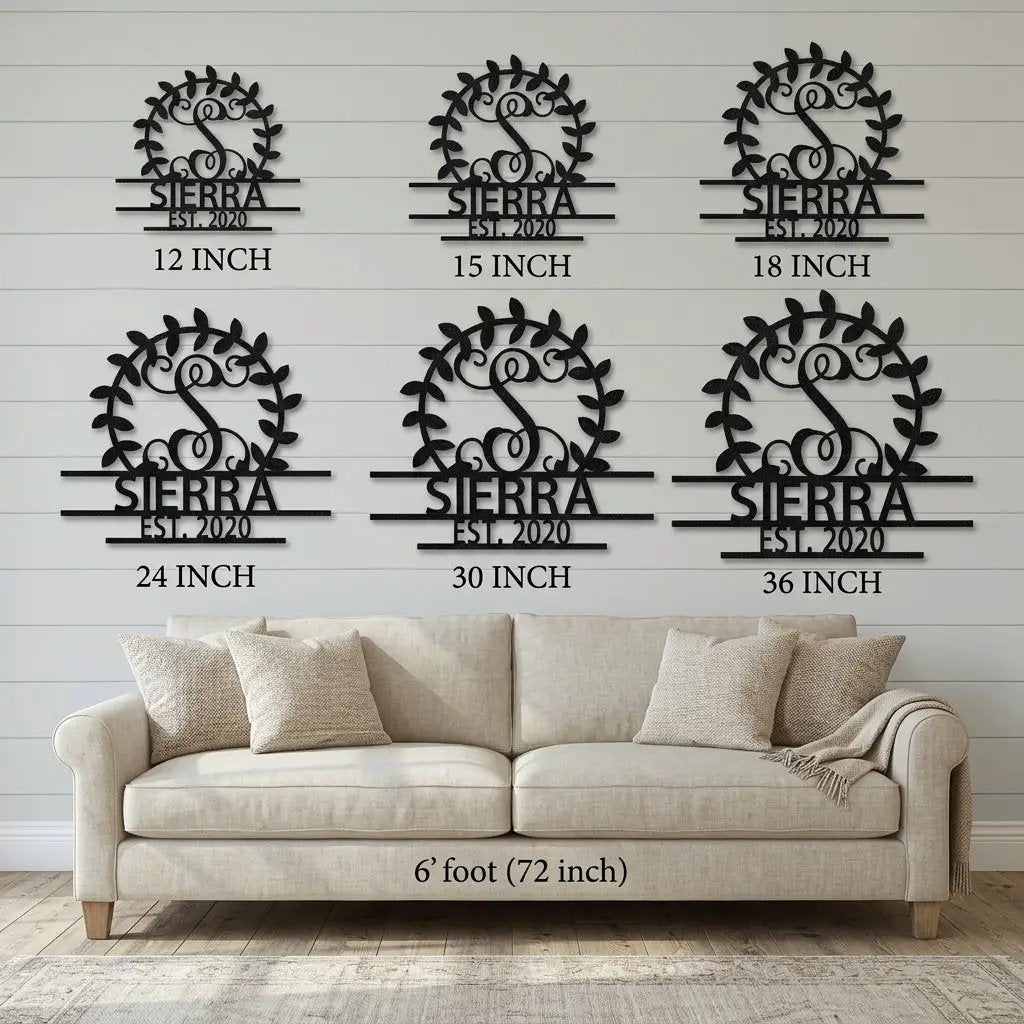 Custom Crest Metal Wall Sign – Personalized Family Name, Monogram, and Established Year – Made in the USA – 5 Sizes & Colors