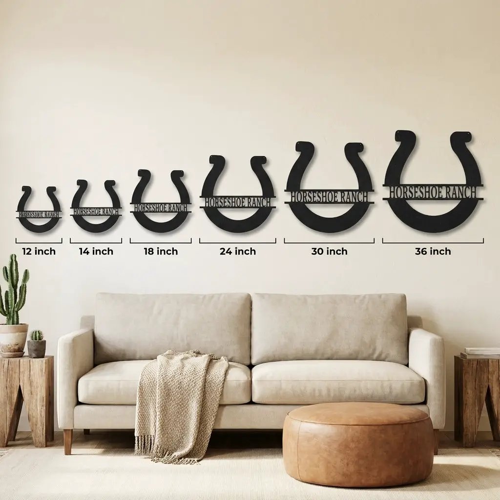 Personalized Horseshoe Metal Sign Custom Ranch Name Sign Western Decor Farmhouse Wall Art Horse Lover Gift Barn Decor Custom Steel Sign