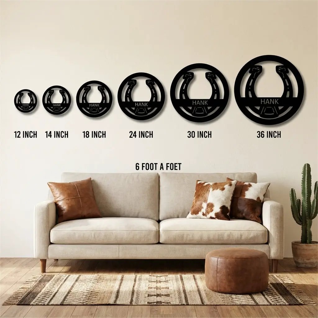 Personalized Horseshoe Metal Wall Art Sign Custom Ranch Name Steel Decor Western Farmhouse