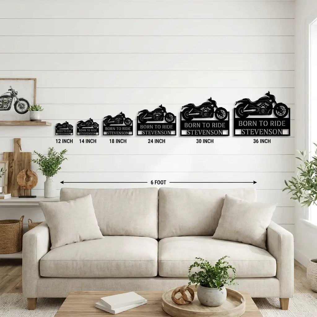 Personalized Cruiser Motorcycle Metal Wall Art – Custom Name Sign – Biker Garage Decor, Motorcycle Rider Gift, Man Cave Steel Sign
