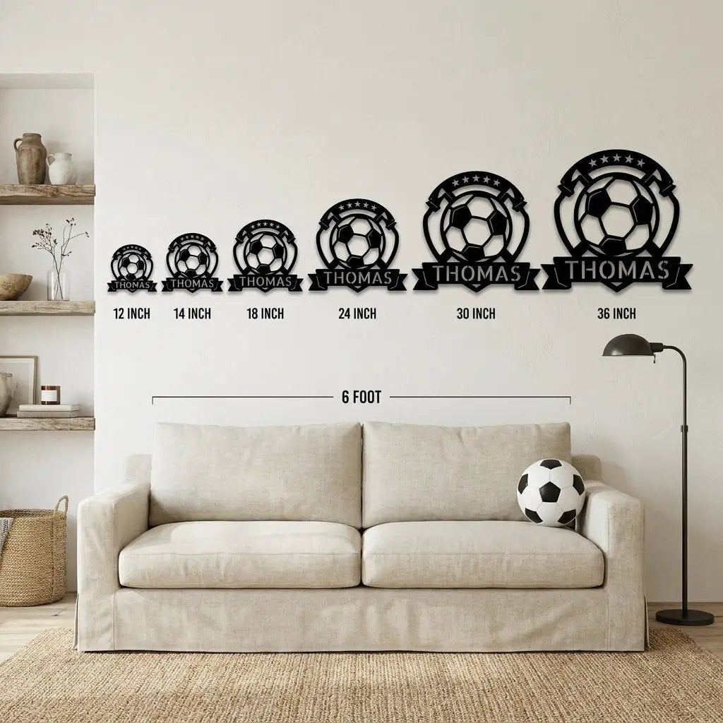 Custom Name Soccer Sign – Sports Decor for Boys Room, Soccer Player Gift, Indoor Outdoor Steel Sign