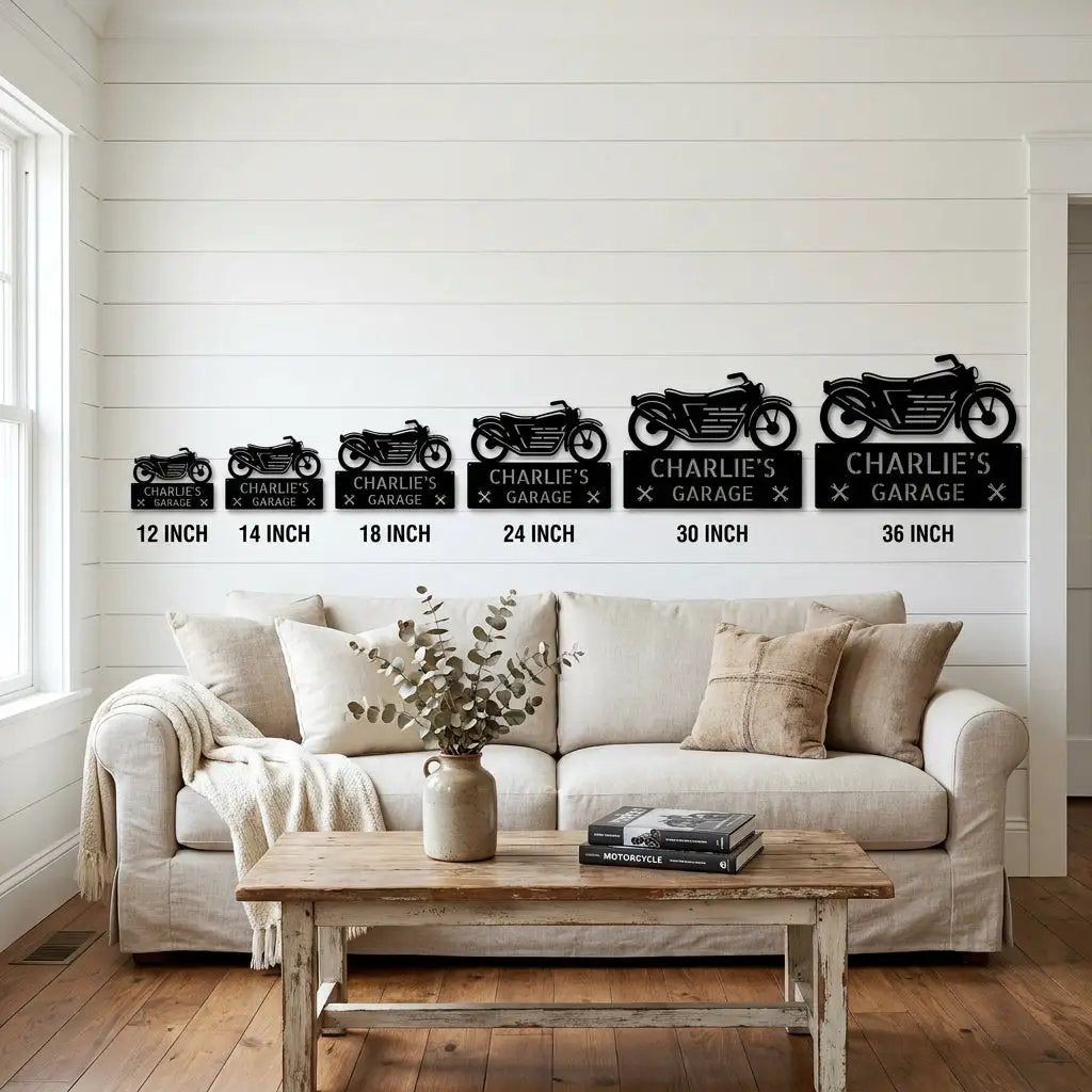 Personalized Motorcycle Garage Metal Sign – Custom Biker Wall Art – Garage Decor – Gift for Dad
