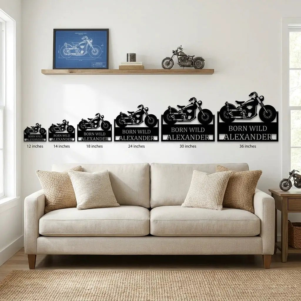 Personalized Motorcycle Metal Wall Art – Custom Name Garage Decor – Motorcycle Gift – Steel Wall Sign