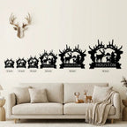 Personalized Elk Metal Wall Art – Custom Family Name Wildlife Crest Sign – Rustic Lodge Antler Wall Decor