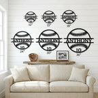 Personalized Baseball Metal Wall Art | Custom Name and Number Baseball Sign | Player Room Decor