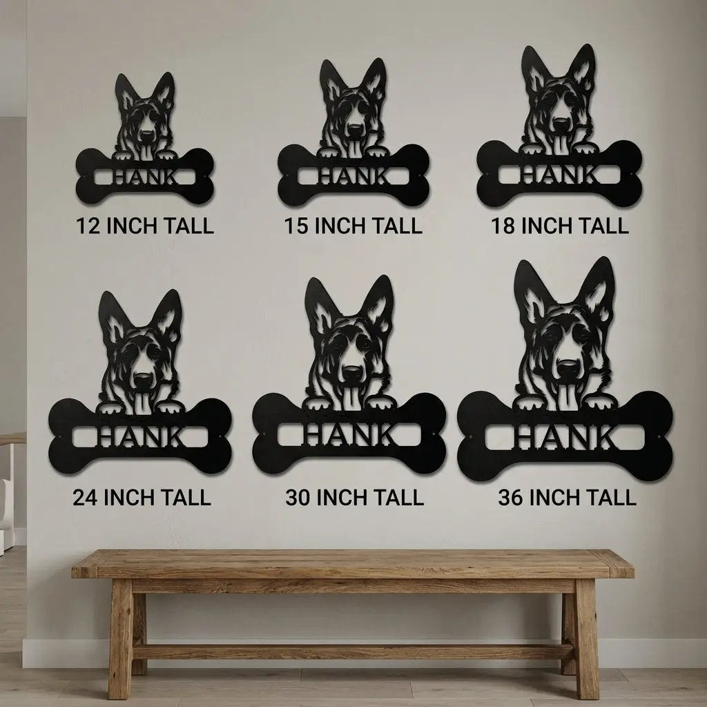 German Sheperd Custom Name Metal Art Wall Sign