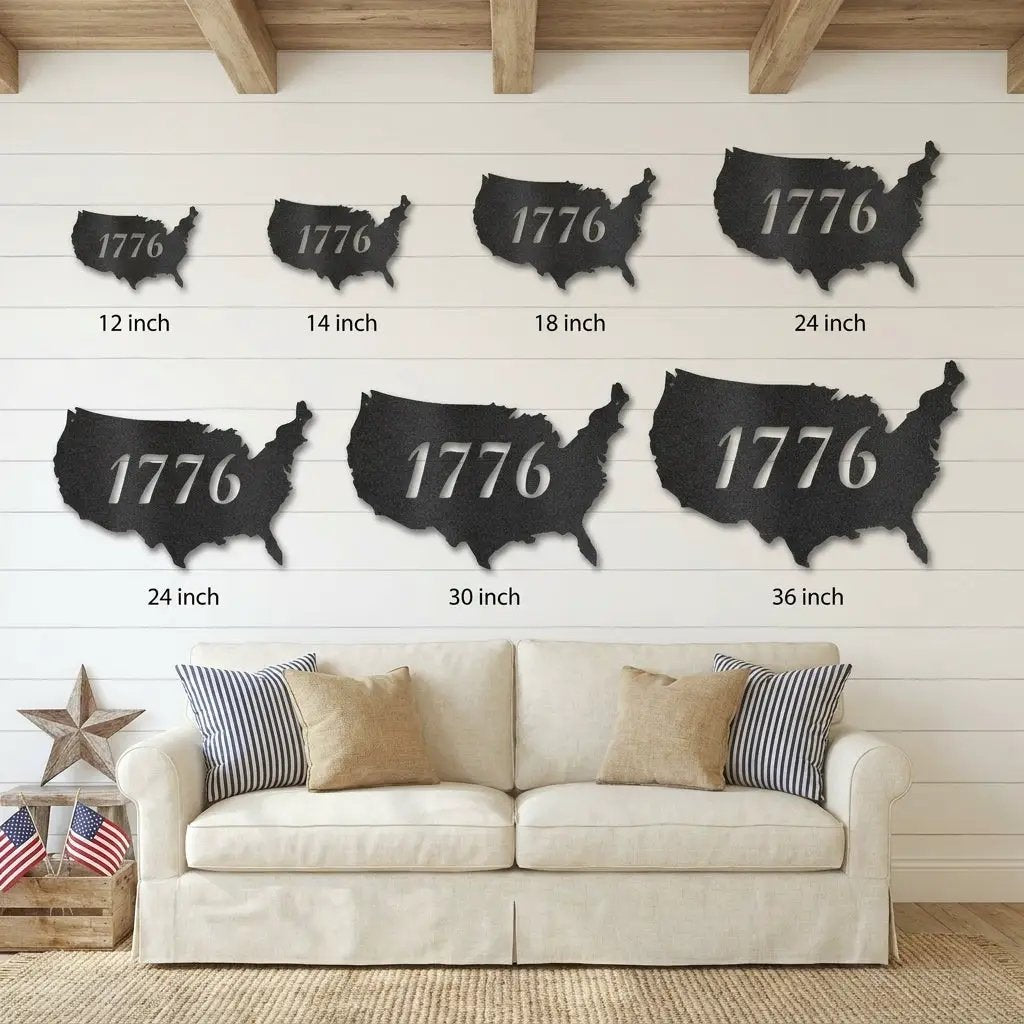 1776 Metal Wall Art, Patriotic USA Sign, American Independence Decor