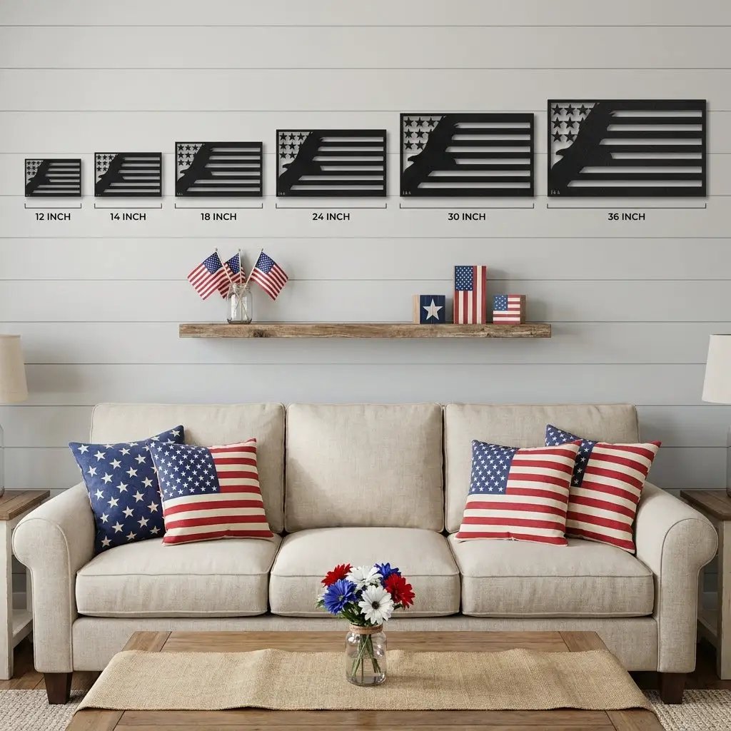 American Flag Eagle Metal Wall Art, Patriotic Eagle Decor, USA Flag Wall Art,