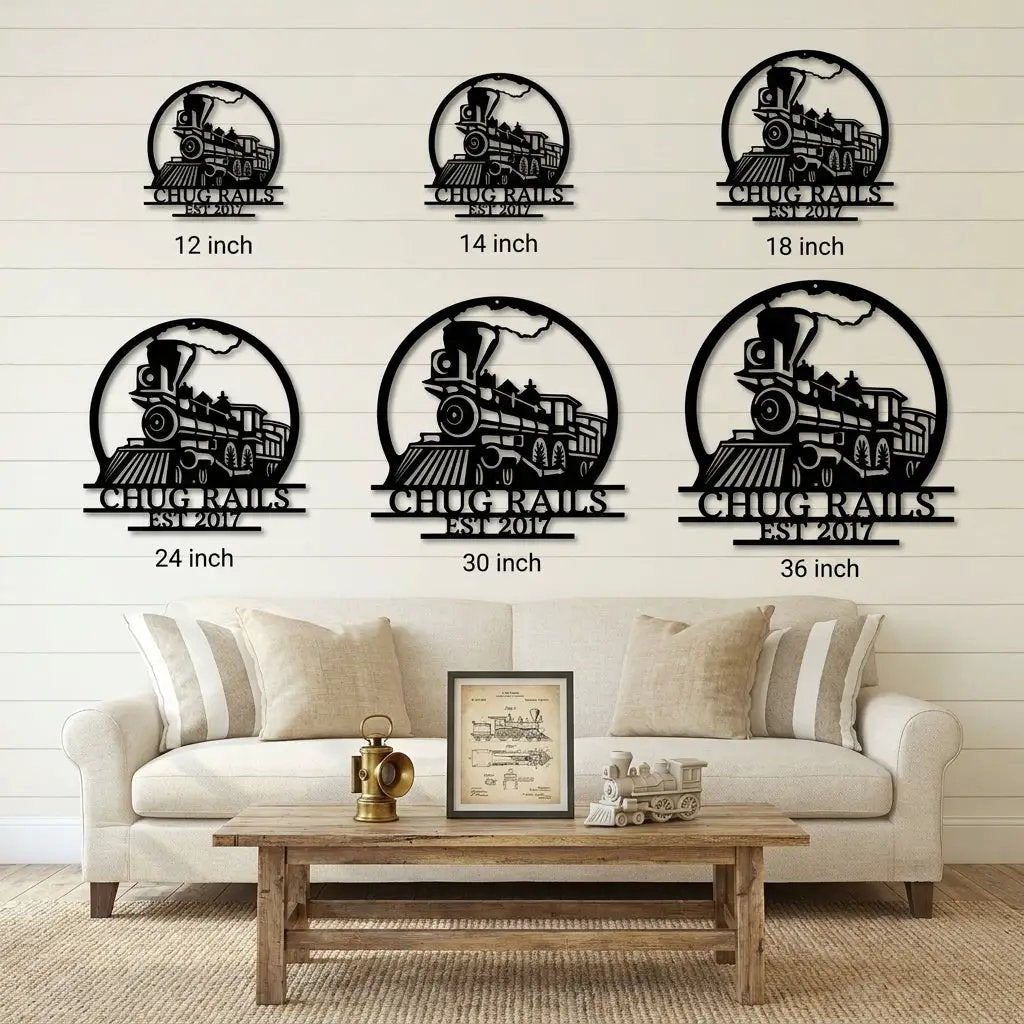 Vintage Steam Locomotive Train Personalized Name Metal Art Wall Sign