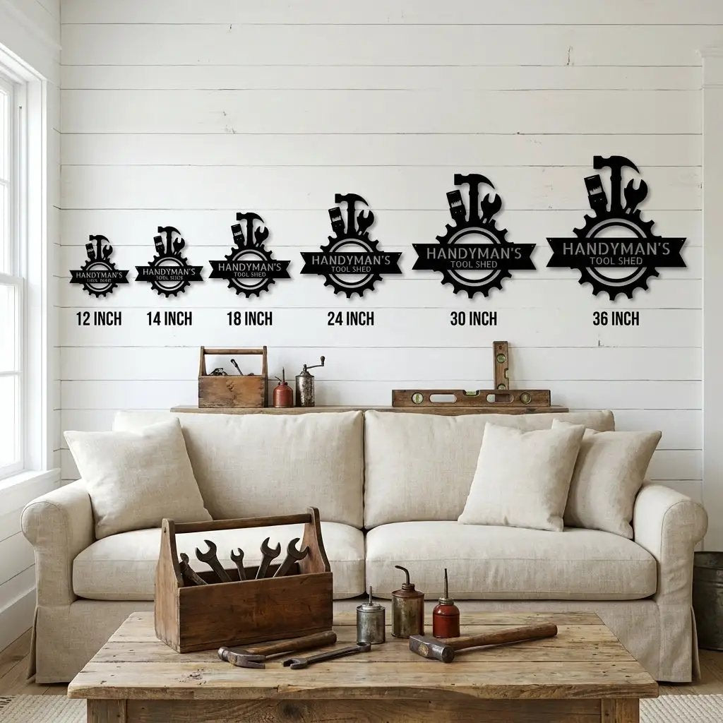 Personalized Handyman Metal Wall Art – Custom Tool Sign – Mechanic Garage Decor – Workshop Wall Art – Gift for Dad